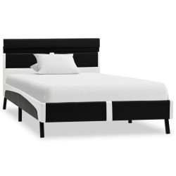 vidaXL Bettgestell mit LED Schwarz Kunstleder 90x200 cm