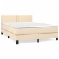 vidaXL Boxspringbett mit Matratze Creme 140x190 cm Stoff vidaXL Boxspringbett mit Matratze Creme 140x190 cm Stoff
