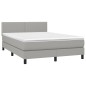 vidaXL Boxspringbett mit Matratze Hellgrau 140x190 cm Stoff vidaXL Boxspringbett mit Matratze Hellgrau 140x190 cm Stoff