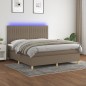 vidaXL Boxspringbett mit Matratze & LED Taupe 180x200 cm Stoff vidaXL Boxspringbett mit Matratze & LED Taupe 180x200 cm Stoff