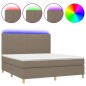 vidaXL Boxspringbett mit Matratze & LED Taupe 180x200 cm Stoff vidaXL Boxspringbett mit Matratze & LED Taupe 180x200 cm Stoff