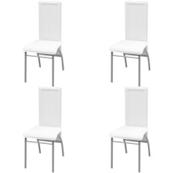 vidaXL Esszimmerstühle 4 Stk. Weiß Kunstleder