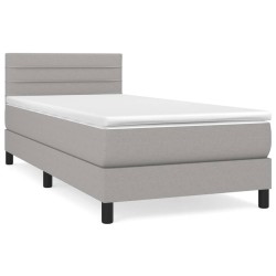 vidaXL Boxspringbett mit Matratze Hellgrau 90x190 cm Stoff