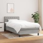 vidaXL Boxspringbett mit Matratze Hellgrau 90x200 cm Stoff vidaXL Boxspringbett mit Matratze Hellgrau 90x200 cm Stoff