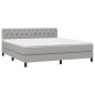 vidaXL Boxspringbett mit Matratze Hellgrau 160x200 cm Stoff vidaXL Boxspringbett mit Matratze Hellgrau 160x200 cm Stoff