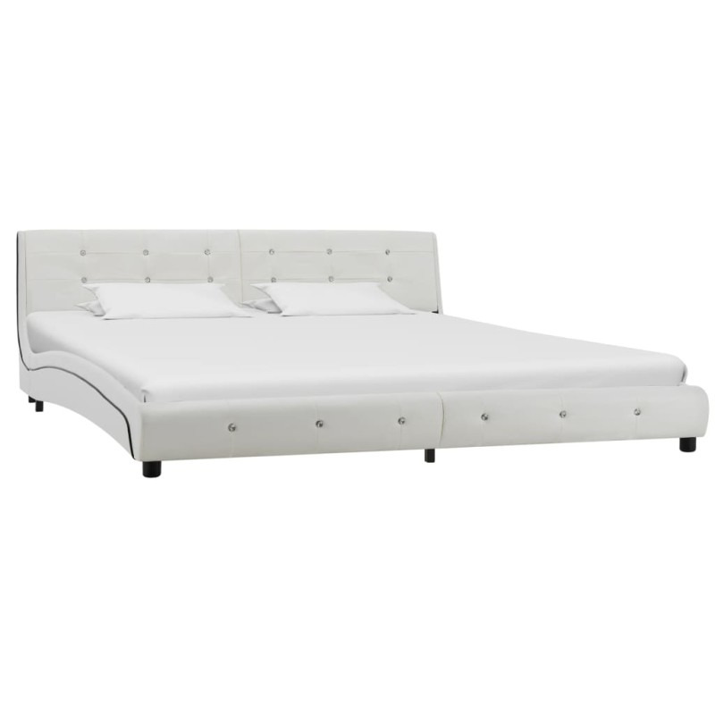 vidaXL Bettgestell Weiß Kunstleder 180 x 200 cm vidaXL Bettgestell Weiß Kunstleder 180 x 200 cm
