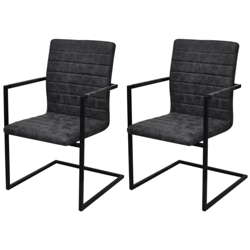 Freischwinger 2 Stk. Schwarz Kunstleder Freischwinger 2 Stk. Schwarz Kunstleder