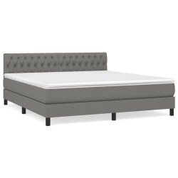 vidaXL Boxspringbett mit Matratze Dunkelgrau 180x200 cm Stoff