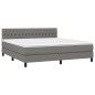 vidaXL Boxspringbett mit Matratze Dunkelgrau 180x200 cm Stoff vidaXL Boxspringbett mit Matratze Dunkelgrau 180x200 cm Stoff