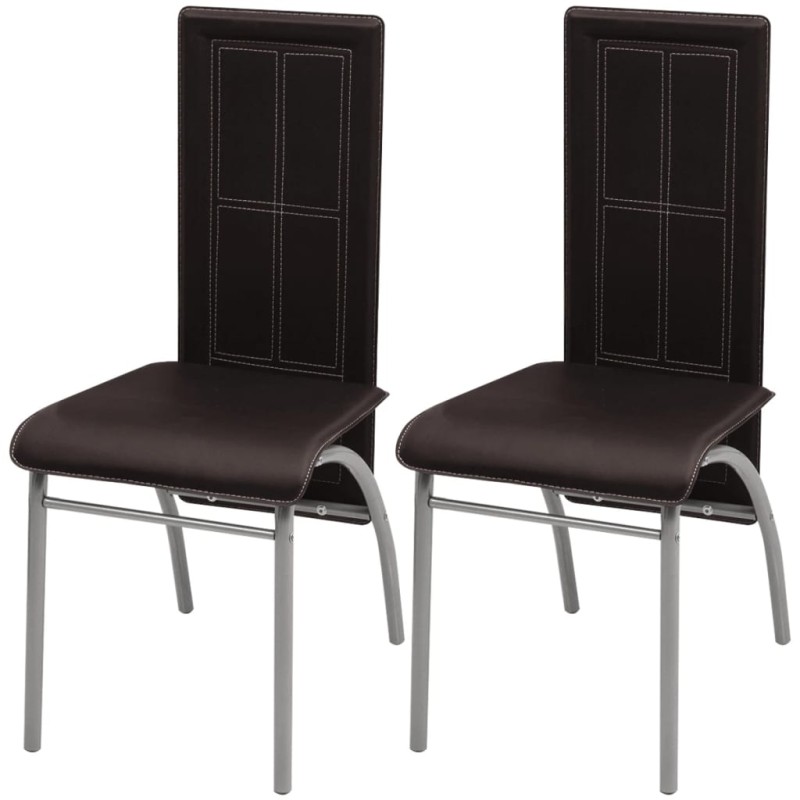 Esszimmerstühle 2 Stk. Braun Kunstleder Esszimmerstühle 2 Stk. Braun Kunstleder