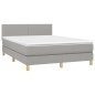vidaXL Boxspringbett mit Matratze Hellgrau 140x190 cm Stoff vidaXL Boxspringbett mit Matratze Hellgrau 140x190 cm Stoff