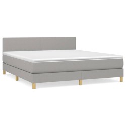 vidaXL Boxspringbett mit Matratze Hellgrau 160x200 cm Stoff