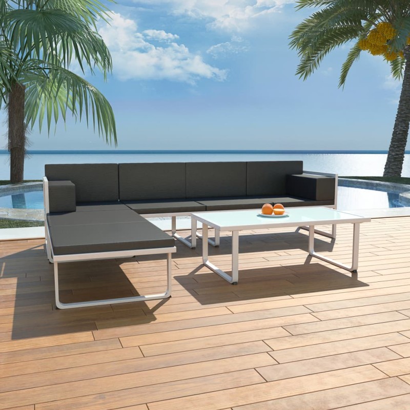 4-tlg. Garten-Lounge-Set mit Auflagen Aluminium Schwarz 4-tlg. Garten-Lounge-Set mit Auflagen Aluminium Schwarz