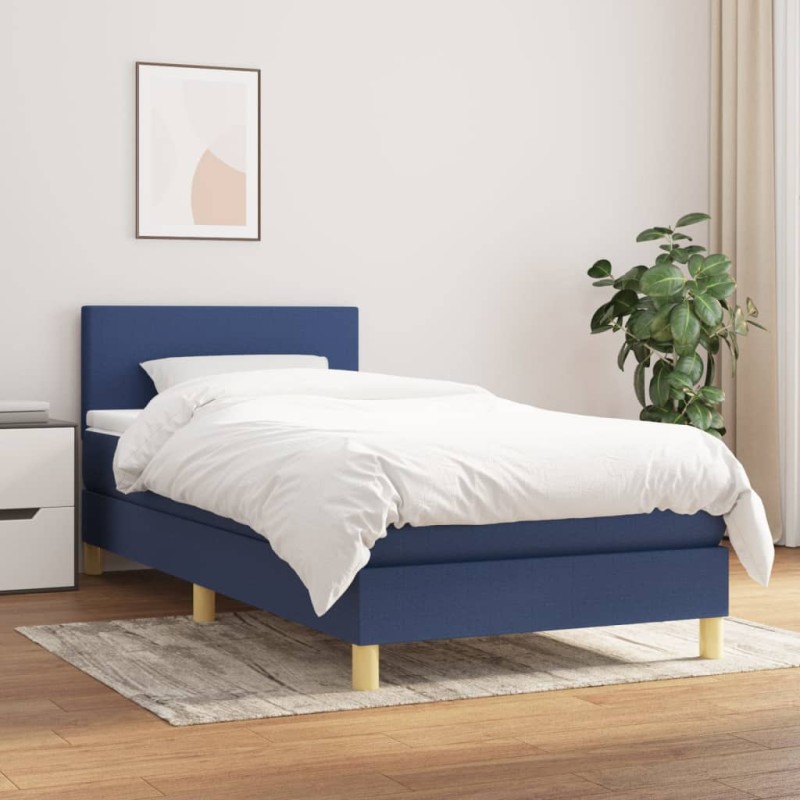 vidaXL Boxspringbett mit Matratze Blau 80x200 cm Stoff vidaXL Boxspringbett mit Matratze Blau 80x200 cm Stoff