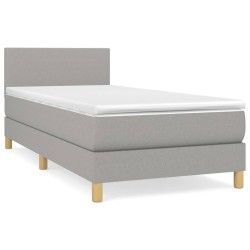 vidaXL Boxspringbett mit Matratze Hellgrau 90x200 cm Stoff