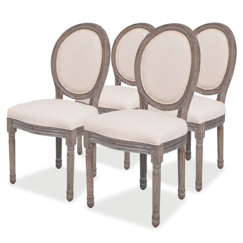 Esszimmerstühle 4 Stk. Creme Stoff Esszimmerstühle 4 Stk. Creme Stoff