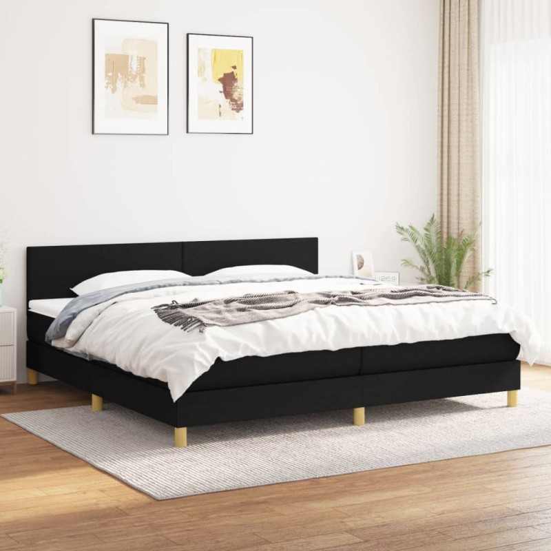 vidaXL Boxspringbett mit Matratze Schwarz 200x200 cm Stoff vidaXL Boxspringbett mit Matratze Schwarz 200x200 cm Stoff