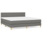 vidaXL Boxspringbett mit Matratze Dunkelgrau 180x200 cm Stoff vidaXL Boxspringbett mit Matratze Dunkelgrau 180x200 cm Stoff