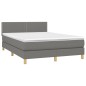 vidaXL Boxspringbett mit Matratze Dunkelgrau 140x200 cm Stoff vidaXL Boxspringbett mit Matratze Dunkelgrau 140x200 cm Stoff