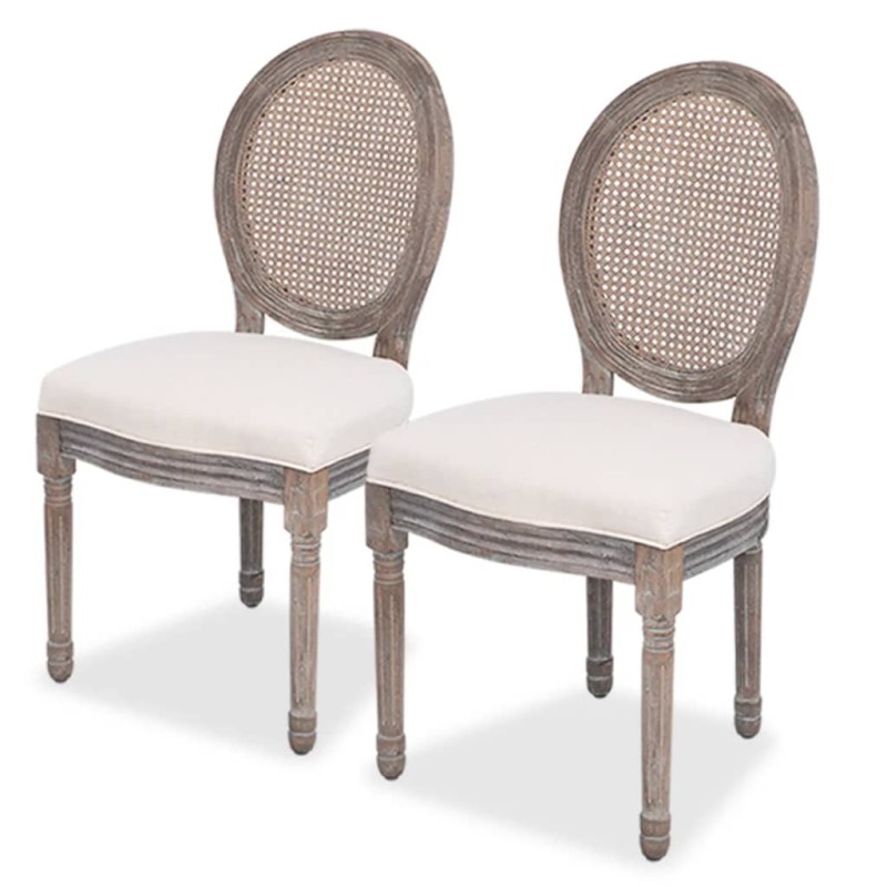 Esszimmerstühle 2 Stk. Creme Stoff Esszimmerstühle 2 Stk. Creme Stoff