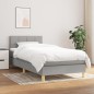 vidaXL Boxspringbett mit Matratze Hellgrau 100x200 cm Stoff vidaXL Boxspringbett mit Matratze Hellgrau 100x200 cm Stoff