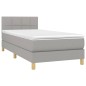 vidaXL Boxspringbett mit Matratze Hellgrau 100x200 cm Stoff vidaXL Boxspringbett mit Matratze Hellgrau 100x200 cm Stoff
