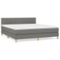 vidaXL Boxspringbett mit Matratze Dunkelgrau 180x200 cm Stoff vidaXL Boxspringbett mit Matratze Dunkelgrau 180x200 cm Stoff