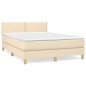 vidaXL Boxspringbett mit Matratze Creme 140x190 cm Stoff vidaXL Boxspringbett mit Matratze Creme 140x190 cm Stoff