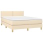 vidaXL Boxspringbett mit Matratze Creme 140x190 cm Stoff vidaXL Boxspringbett mit Matratze Creme 140x190 cm Stoff