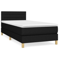 vidaXL Boxspringbett mit Matratze Schwarz 90x200 cm Stoff