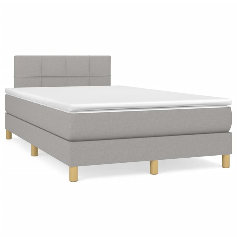 vidaXL Boxspringbett mit Matratze Hellgrau 120x200 cm Stoff vidaXL Boxspringbett mit Matratze Hellgrau 120x200 cm Stoff
