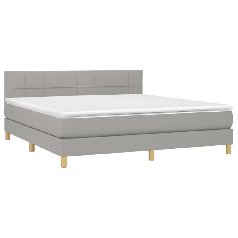 vidaXL Boxspringbett mit Matratze Hellgrau 180x200 cm Stoff vidaXL Boxspringbett mit Matratze Hellgrau 180x200 cm Stoff