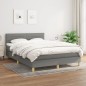 vidaXL Boxspringbett mit Matratze Dunkelgrau 140x200 cm Stoff vidaXL Boxspringbett mit Matratze Dunkelgrau 140x200 cm Stoff
