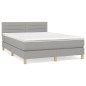 vidaXL Boxspringbett mit Matratze Hellgrau 140x190 cm Stoff vidaXL Boxspringbett mit Matratze Hellgrau 140x190 cm Stoff