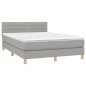 vidaXL Boxspringbett mit Matratze Hellgrau 140x190 cm Stoff vidaXL Boxspringbett mit Matratze Hellgrau 140x190 cm Stoff