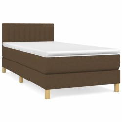 vidaXL Boxspringbett mit Matratze Dunkelbraun 100x200 cm Stoff