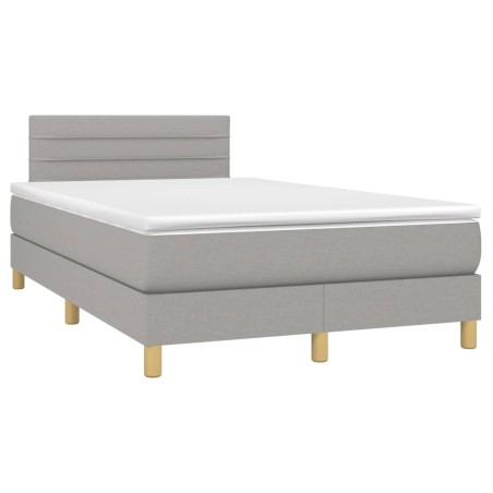vidaXL Boxspringbett mit Matratze Hellgrau 120x200 cm Stoff