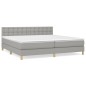 vidaXL Boxspringbett mit Matratze Hellgrau 200x200 cm Stoff vidaXL Boxspringbett mit Matratze Hellgrau 200x200 cm Stoff