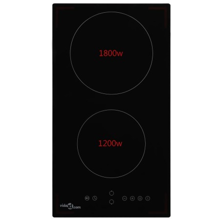 vidaXL Glaskeramik-Kochfeld mit 2 Platten Touch Control 3000 W  