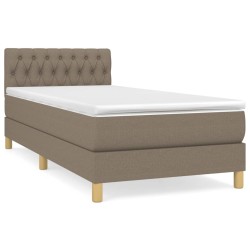 vidaXL Boxspringbett mit Matratze Taupe 90x200 cm Stoff
