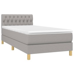 vidaXL Boxspringbett mit Matratze Hellgrau 90x200 cm Stoff