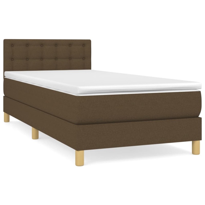vidaXL Boxspringbett mit Matratze Dunkelbraun 90x200 cm Stoff vidaXL Boxspringbett mit Matratze Dunkelbraun 90x200 cm Stoff
