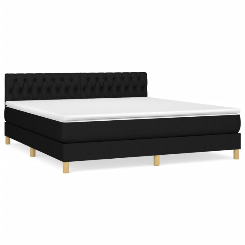 vidaXL Boxspringbett mit Matratze Schwarz 180x200 cm Stoff vidaXL Boxspringbett mit Matratze Schwarz 180x200 cm Stoff