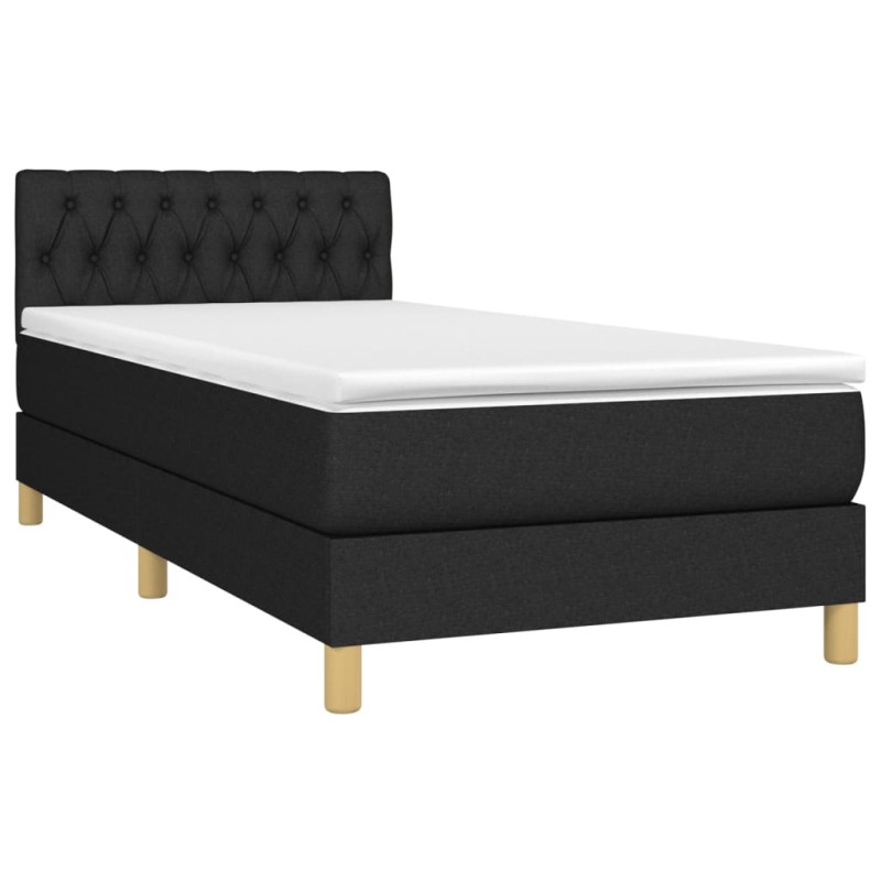 vidaXL Boxspringbett mit Matratze Schwarz 90x200 cm Stoff vidaXL Boxspringbett mit Matratze Schwarz 90x200 cm Stoff