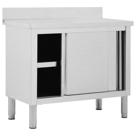 vidaXL Arbeitsschrank mit Schiebetüren 100x50x(95-97) cm Edelstahl