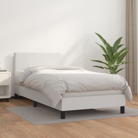 vidaXL Boxspringbett mit Matratze Weiß 80x200 cm Kunstleder