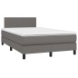 vidaXL Boxspringbett mit Matratze Grau 120x200 cm Kunstleder vidaXL Boxspringbett mit Matratze Grau 120x200 cm Kunstleder