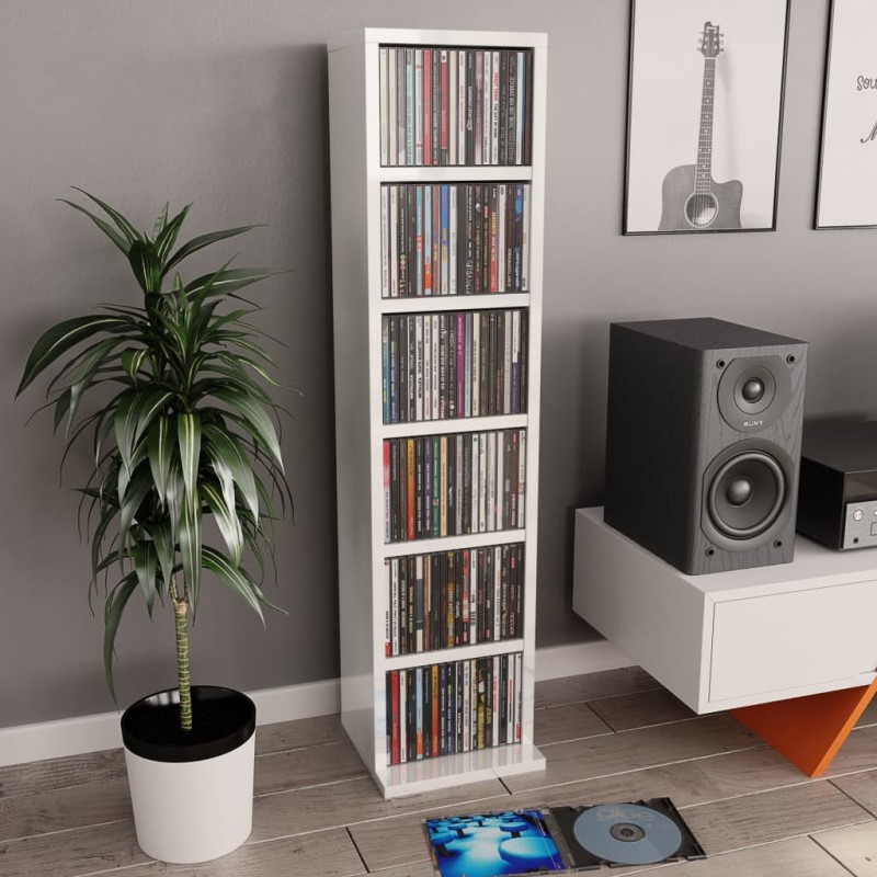 vidaXL CD-Schrank Hochglanz-Weiß 21x20x88 cm Holzwerkstoff vidaXL CD-Schrank Hochglanz-Weiß 21x20x88 cm Holzwerkstoff