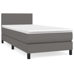 vidaXL Boxspringbett mit Matratze Grau 90x190 cm Kunstleder