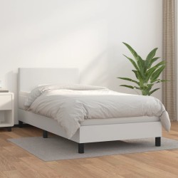 vidaXL Boxspringbett mit Matratze Weiß 90x200 cm Kunstleder